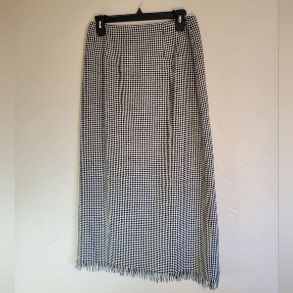 Harve Benard sport wool lined houndstooth maxi pencil zip up skirt, size 8 - Picture 3 of 7
